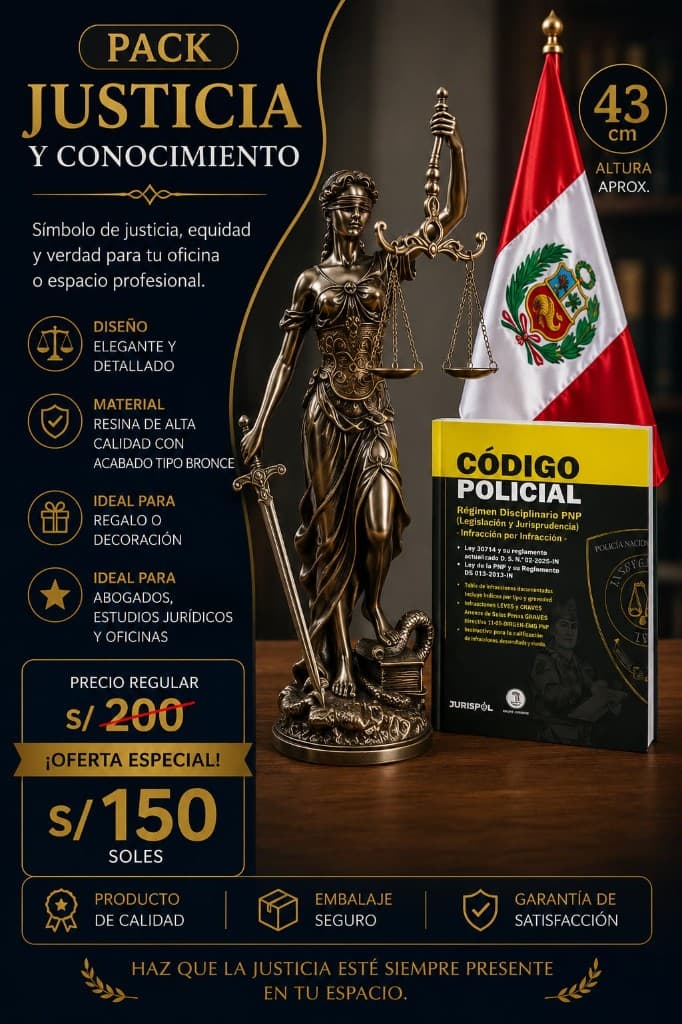 Pack Justicia y Conocimiento con estatua y Código Policial